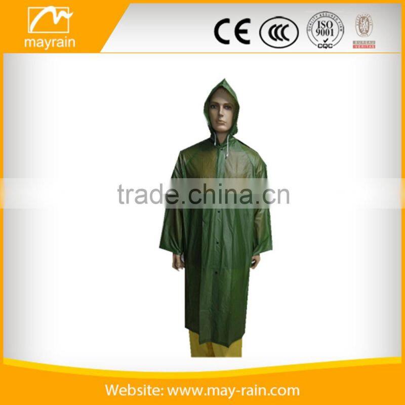 pvc adult waterproof long rain jacket raincoat