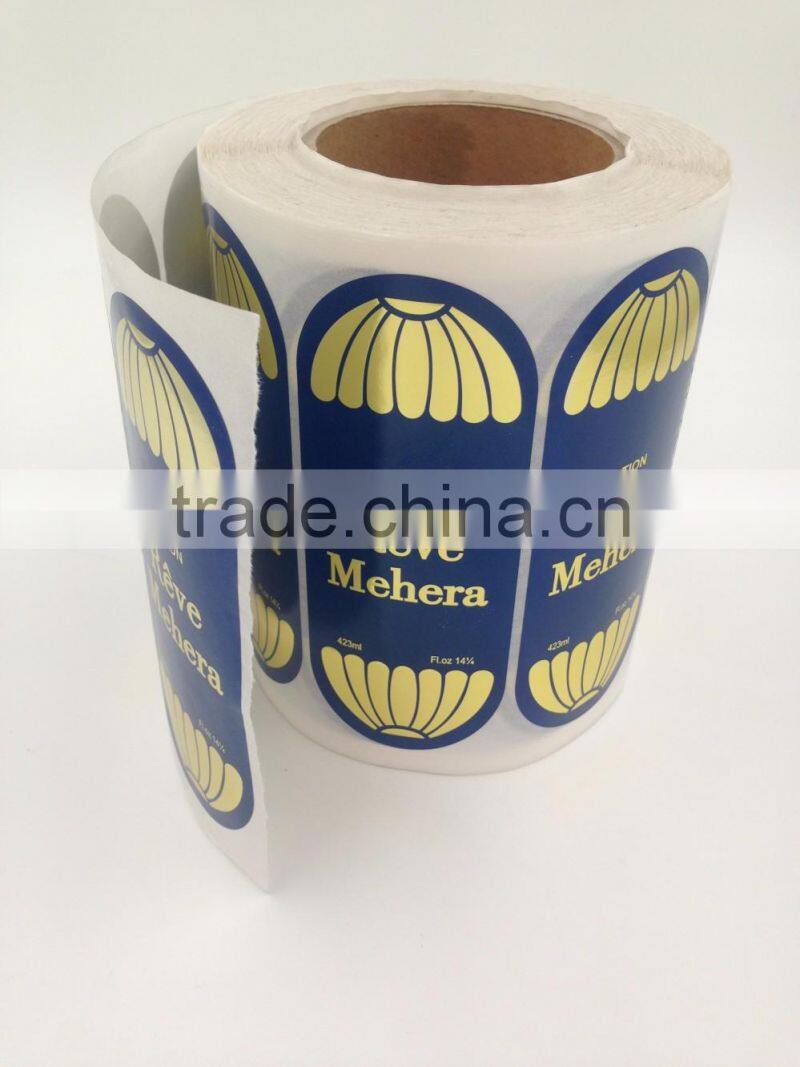 wholesale custom printing hot gold stamp label sticker paper roll