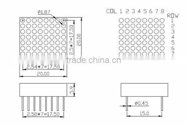 NEWSHINE Through Hole FND OEM/ODM manufacturer XH-12057 Module 5x7 Blue Matrix Display