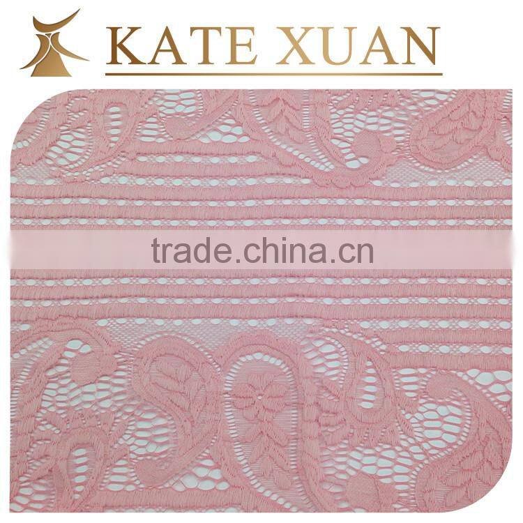 Red cotton net guipure lace embroidery fabrics