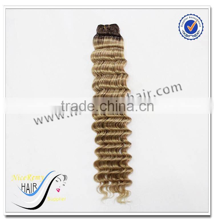 Wholesale grade 7a deep wave omnre color hair weave 100% virgin brazilian human hair