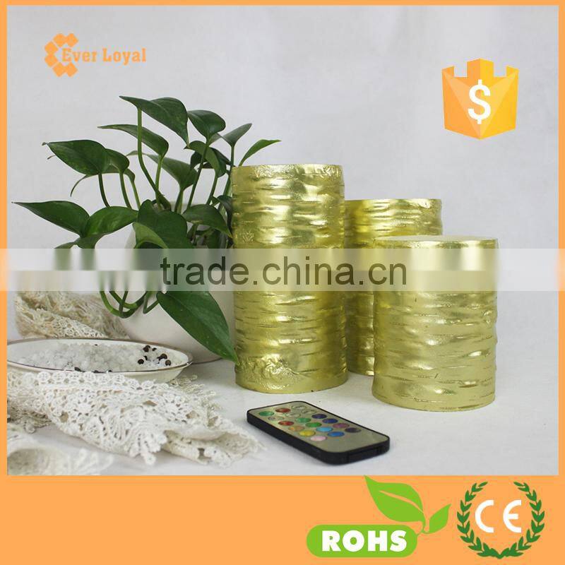 New Arrival Glitter Candle Light Wax Gold Candle 3 Volt LED Light