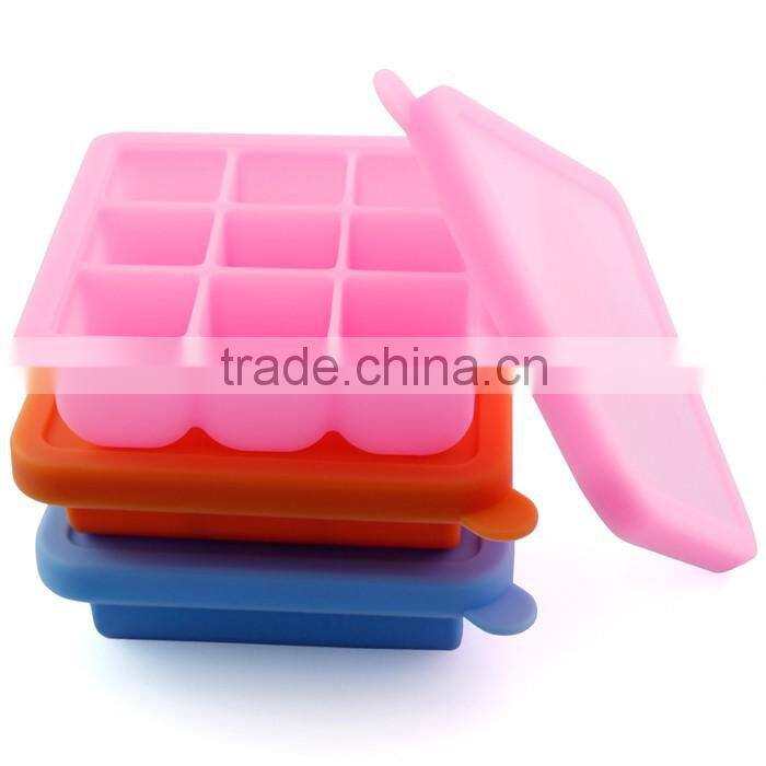 Silicone Ice Tray, Ice Cube Tray, Ice Cube Maker, Silicone baby food container with lid
