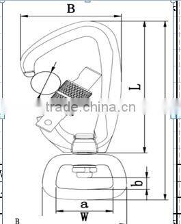 2016 hot Classic Aviation Safety Aluminum,Outdoor Sports Hook Carabiner With Snap Hook Breakign load 4KN For Climbing Use