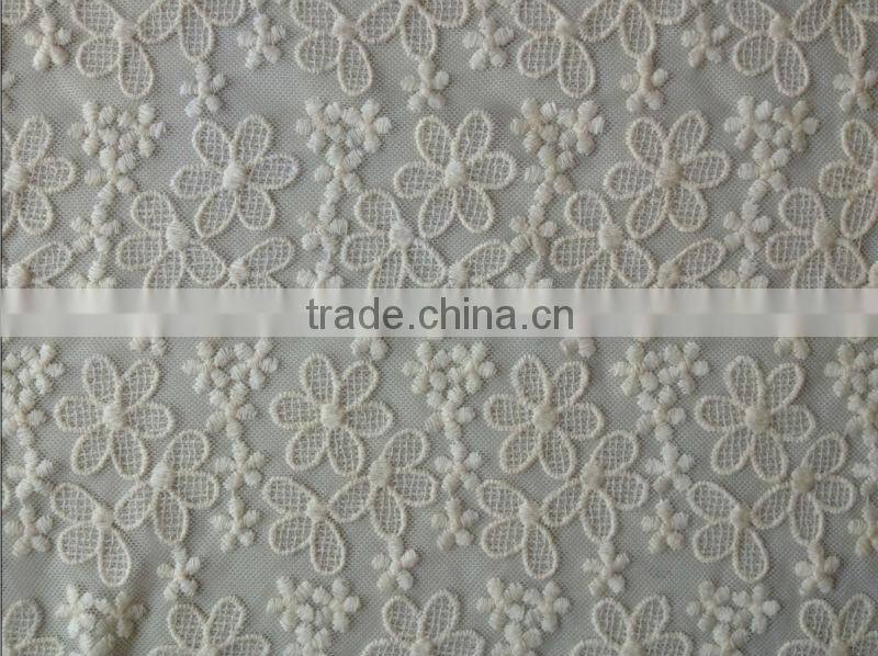 Cotton nylon net embroidery fabric design