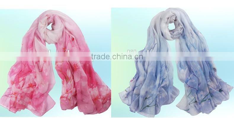 factory OEM New Fashion Accessories Female digital printed silk scarf, 100%silk chiffon scarf shawl ,hangzhou silk scarf bandana