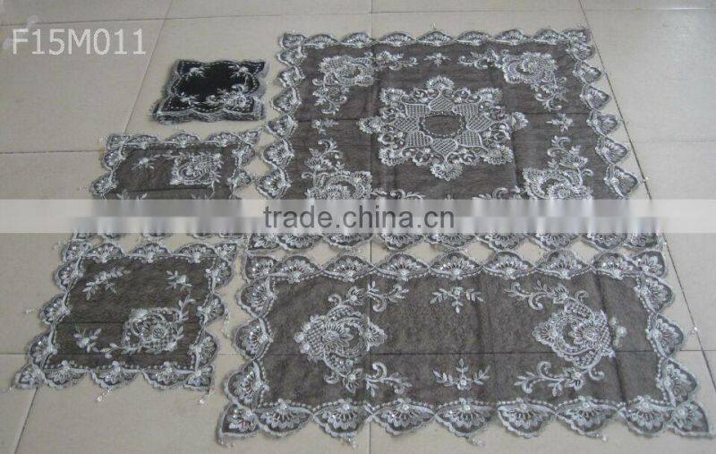 Beaded velvet black tablecloth 16pcs set