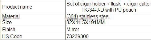 Stainless Steel Tube Cigar Holder Holds 1 Cigars with Built in Flask and cigar cutter