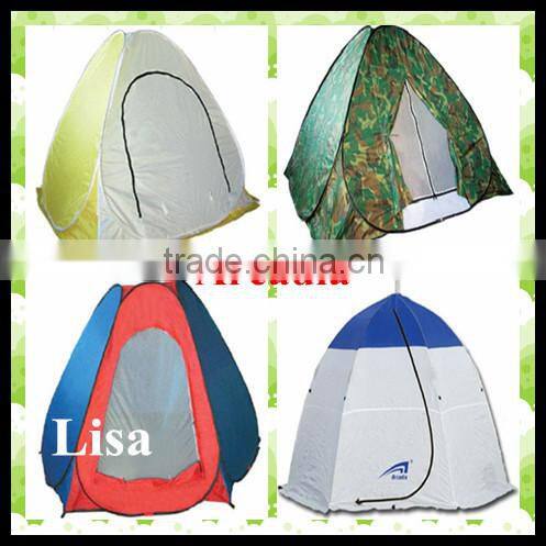 Colorful fishing tent for camping in Winter