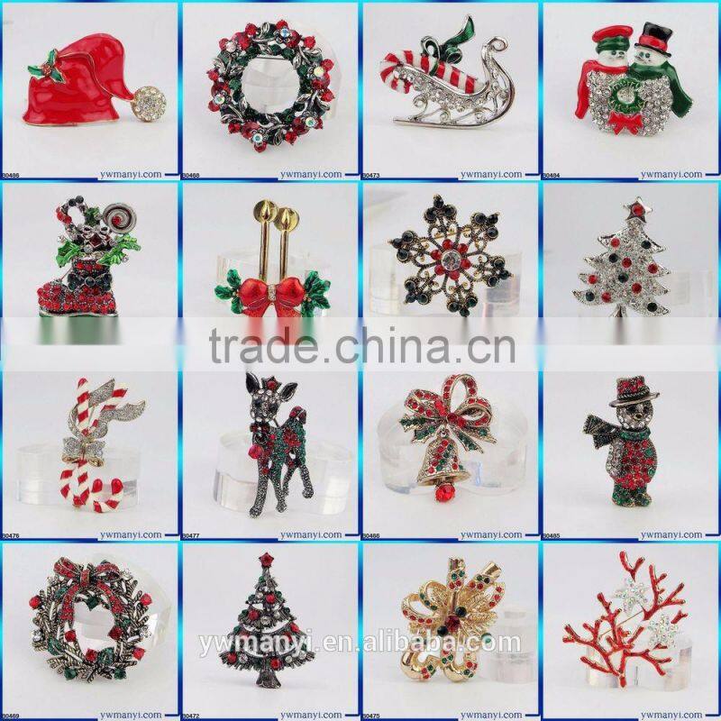 Wholesale Sapphire & Light Sapphire Crystal Rhinestone Snowflake Christmas Brooch Pins & Christmas gift B0478