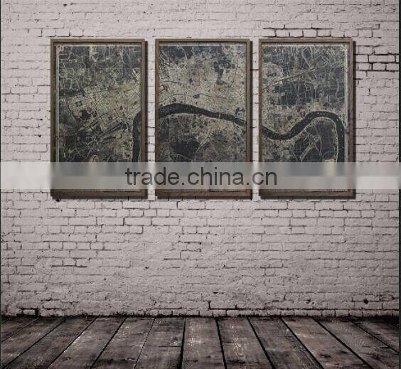 3-Panel MDF paper Print map Modern Canvas Wall Art living room decoration