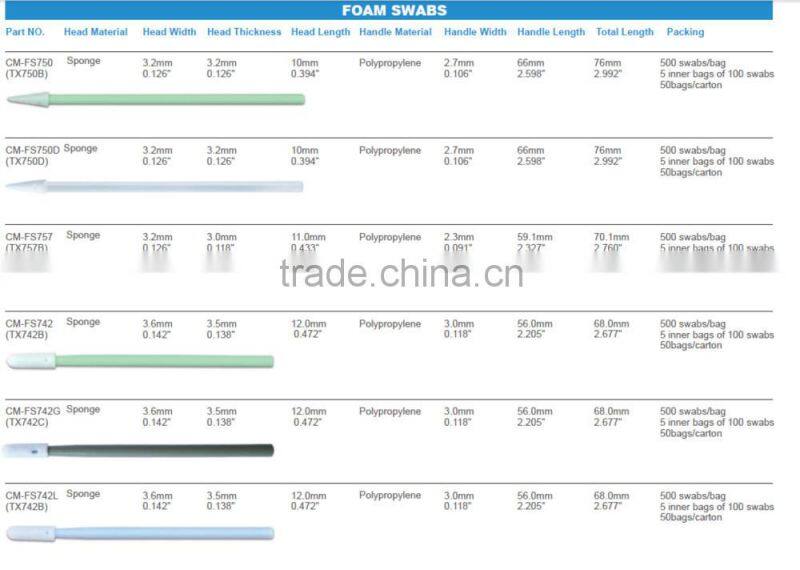 cleanroom swab with polyester head