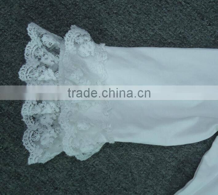 New organic 95% Cotton 5% Spandex best selling Blank white ruffles kids t shirt wholesale