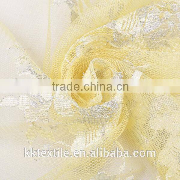 New arrival 100% Nylon mesh silver thread lace black flower lace