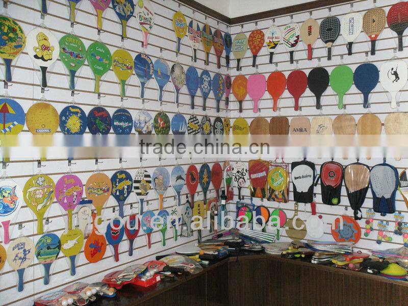 Wooden Beach Racket , beach paddle set with EN71 ASTM