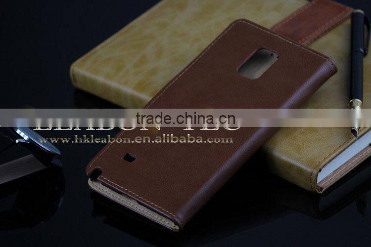 Luxury PU stand wallet filp case for galaxy note 4, leather covers