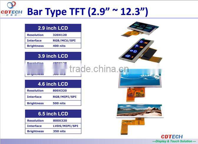 Top selling 8.8 inch TFT LCD module with capacitive touch, 6 O'clock 40PIN lcd panel