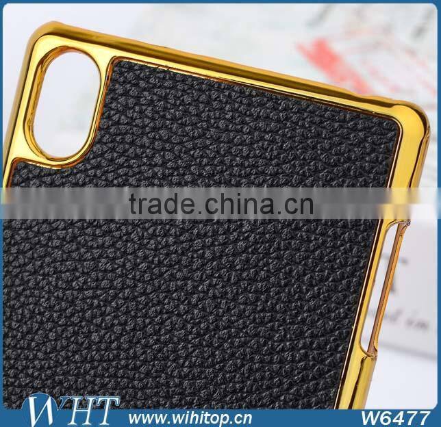 Alibaba Express Hot Sale PC Back Cover for Sony Z3 Case, Chrome Leather Case for Xperia Z3