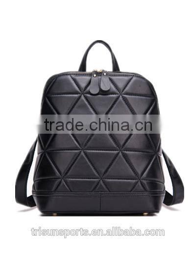 high quality korean style black woman leather leisure backpack