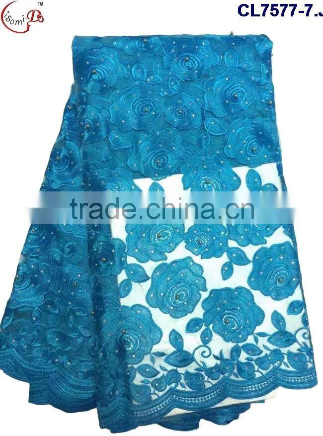 CL7577 2016 Chowleedee High quality Top Fashion Latest Design beaned lace fabric