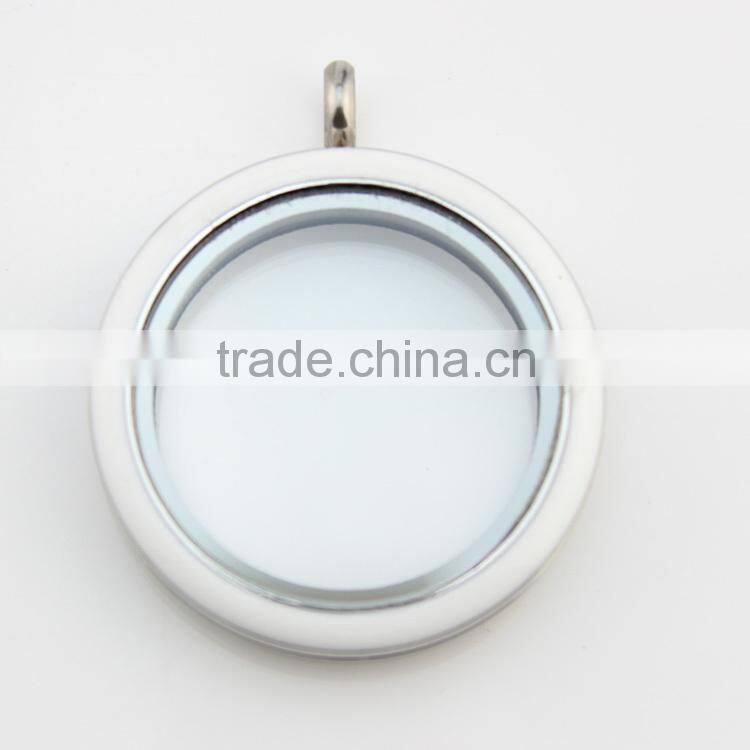 DIY 30mm orange enamel colored 316L stainless steel screw large floating charms locket