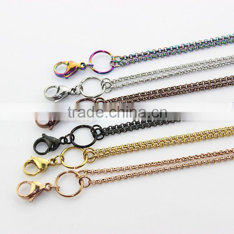 Cheap price 50cm chocolate color snake chain 316 stainless steel floating locket chain