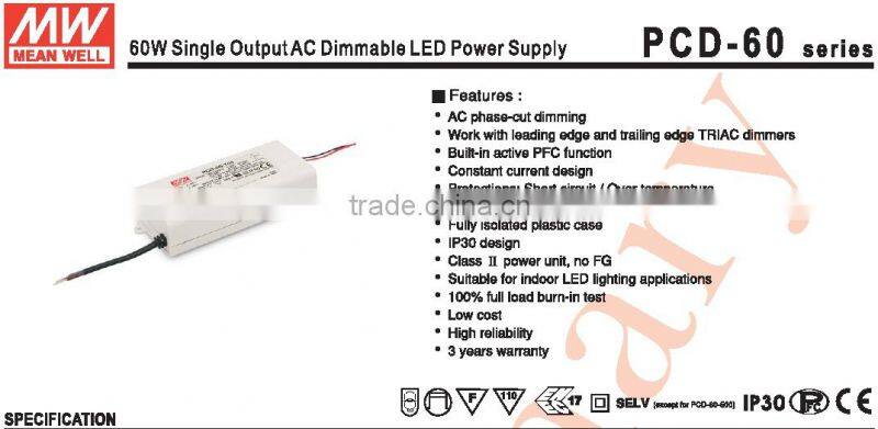 Meanwell PCD-60-2000B 60W 2000mA led power supply constant current