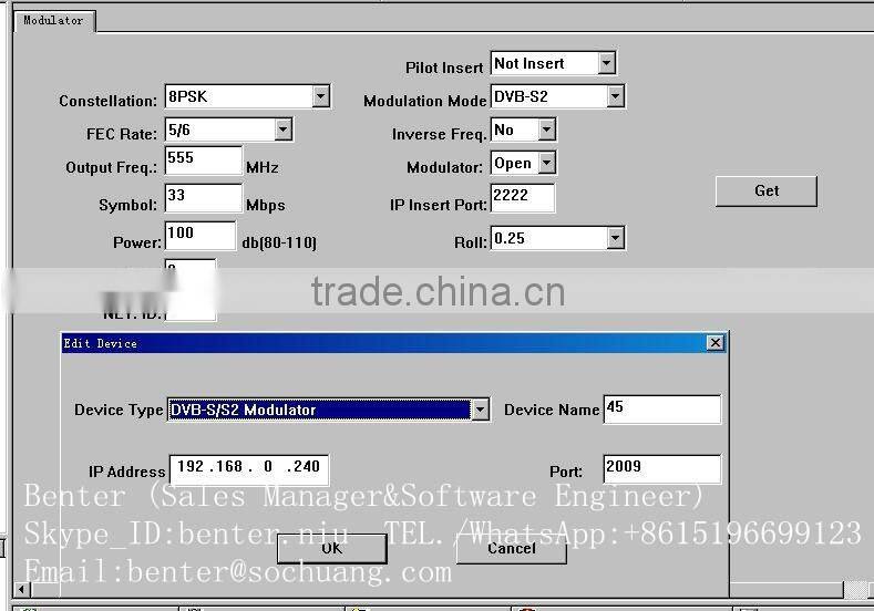 dvb-s dvb-s2 modulator ip (ASI/IP IN,DVB-S2 RF out,950-2150mhz 17.2-39.9mbaud/s,qpsk&8psk)