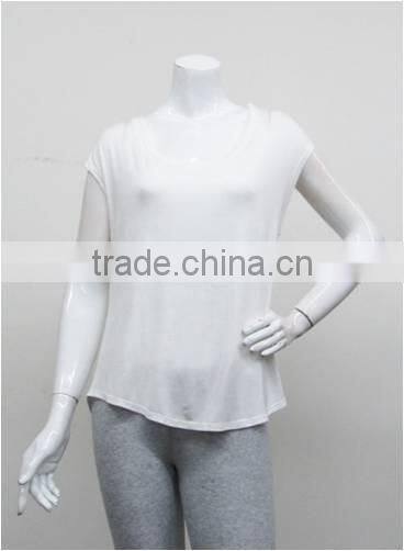 Wholesale women white plain fashion top,OEM high quality polyester/cotton ladies shirt top