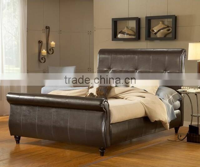 cheap PU beds wholesale size sleigh beds, faux leather sleigh beds, cheap sleigh beds queen size