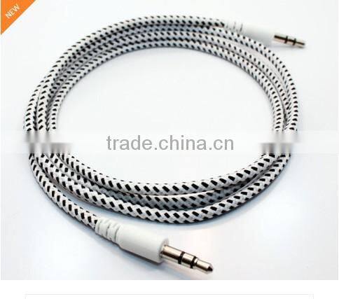 New Universal Braided Fabric 3.5mm to 3.5mm Car Audio AUX Cable for Iphone Ipod Headphone Mp3 Mp4