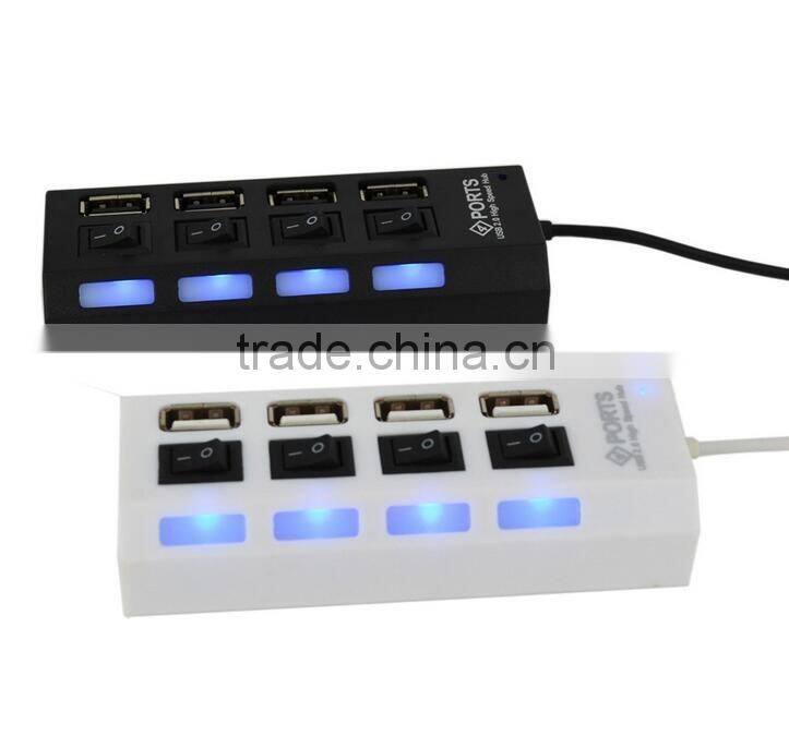 4 Port USB Hub Splliter USB 2.0 Hub USB Splitter With Separate ON/OFF Switch For Laptop Computer Notebook