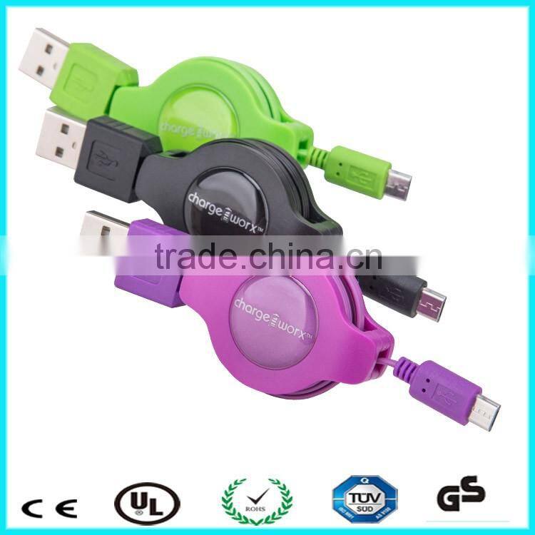1m retractable Micro USB Data Cable For Cellphone
