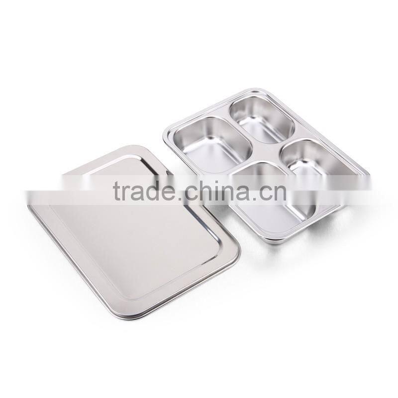 4 compartment stainless steel fast food tray & snack tray/plate