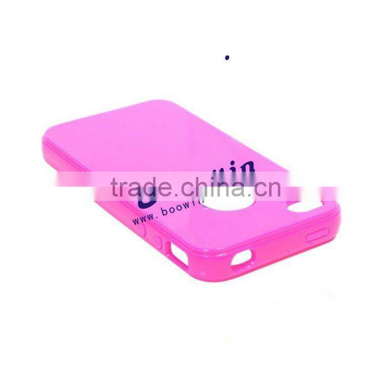 dark pink Soft TPU Gel Crystal Jelly Case Cover for apple iphone 4s