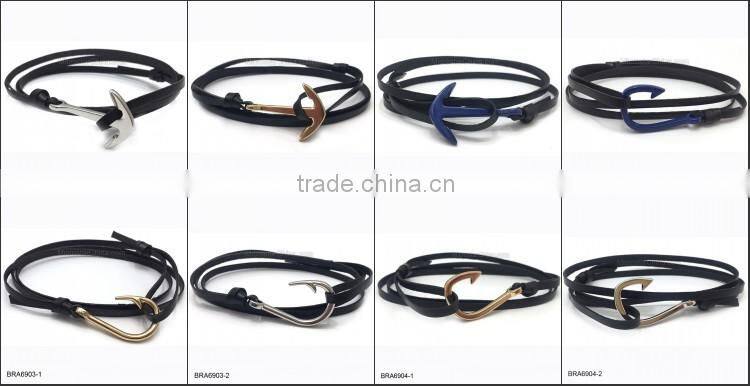 Real Leather Anchor Bracelet For Wholesale