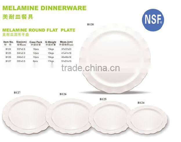 Round White Melamine flat plate A5 material B128