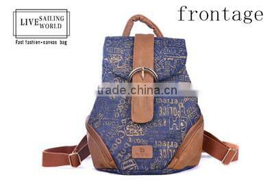 hottest vintage style with printing ladies canvas backpack