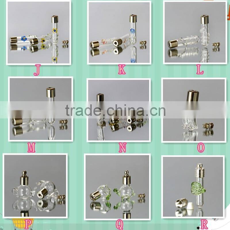 6mm transparent glass bottle silver plated bail chili heart peach shaped perfume vial pendant for earrings wish charm DIY gift