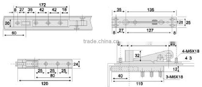SS-222 Double swing glass door Floor Spring , stainless steel Glass door floor hinges/Floor Spring