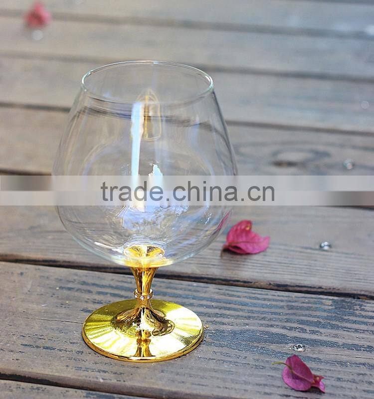 Glass manufacturer promotion wholesale handmade clear glass neck plate with gold, gold wine glass shopping