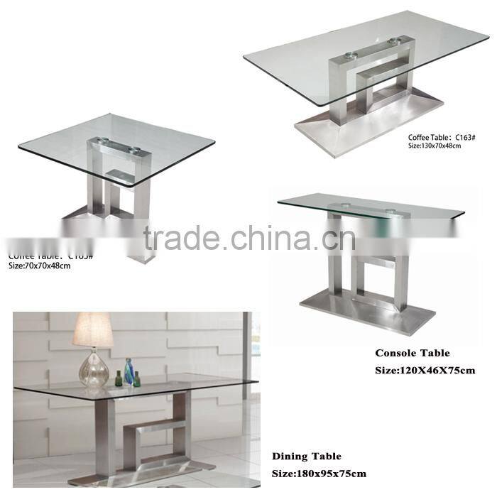 TB stainless steel table with glass top design glass sofa table