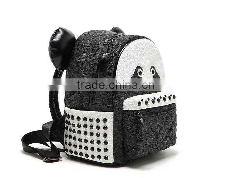 fashion pu backpack handmake panda design day backpack bag for young
