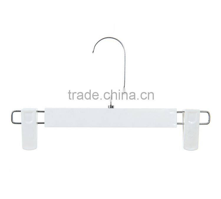 Square Hook White Plastic Skirt/Pant Hanger with Adjustable Clips