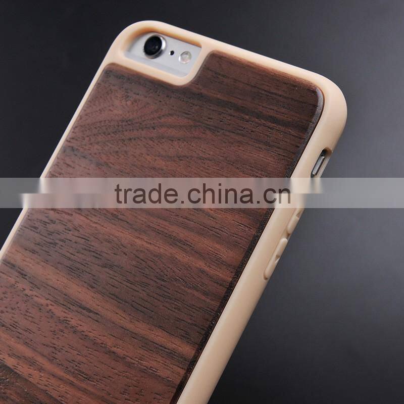 Wood grain leather+tpu shell mobile phone for iphone 7/7s case