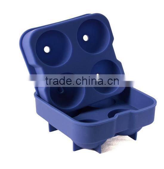 Hot Selling 4 cavities round silicone ice ball tray