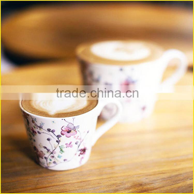 Wholesale Promotional Custom Rural Style Floral Ceramic Coffee Cup