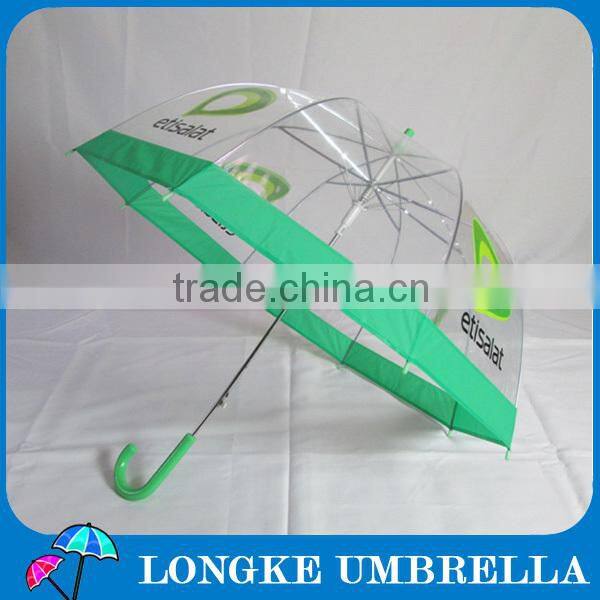 24" straight green color transparent clear auto open customized umbrella