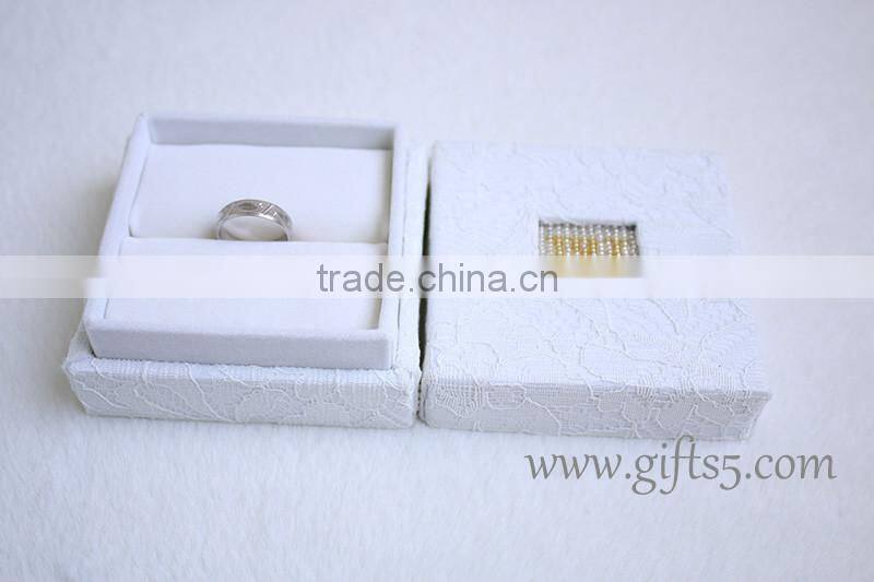 Unique creative ring boxes wedding ring bearer box with beaded name plate of W