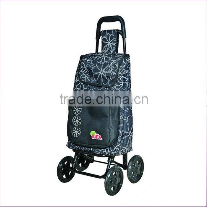 4 Wheeled Shopping Stair Climbing Trolley With Square Front Pocket